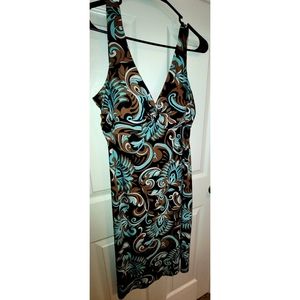 Teal and Chocolate Patterned Dress
